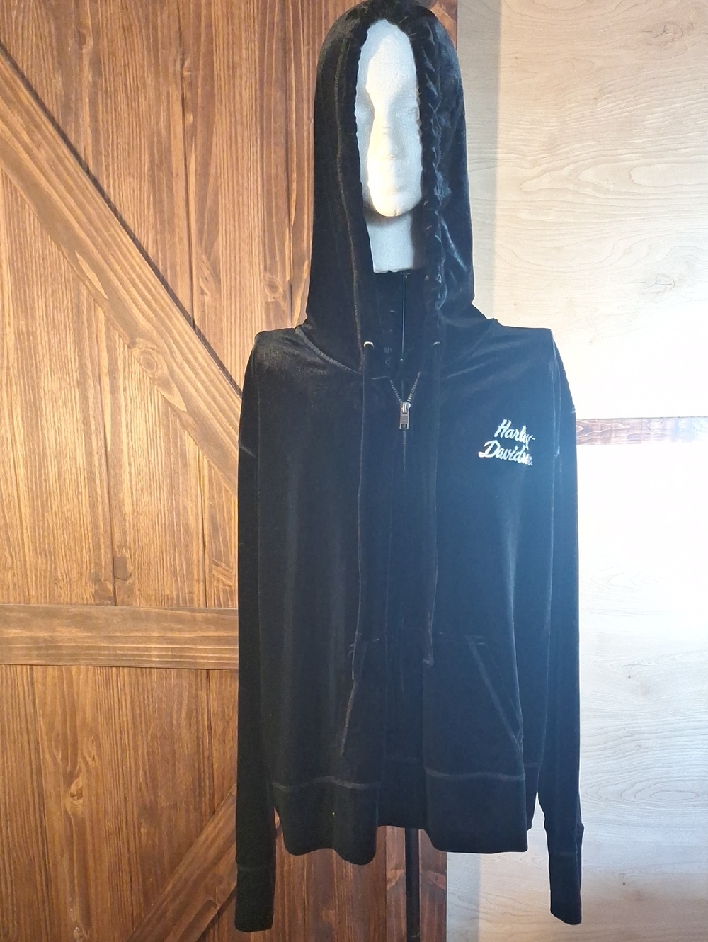 Harley-Davidson Black Velour Zip Hoodie